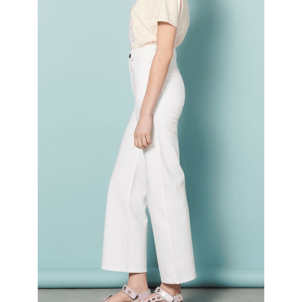 Sandro Paris Women’s White Blanc Denim High Waisted Straight Leg Jeans Size 36 - Picture 10 of 12